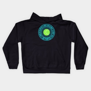 Green tennis players ball with blue saying text Kids Hoodie